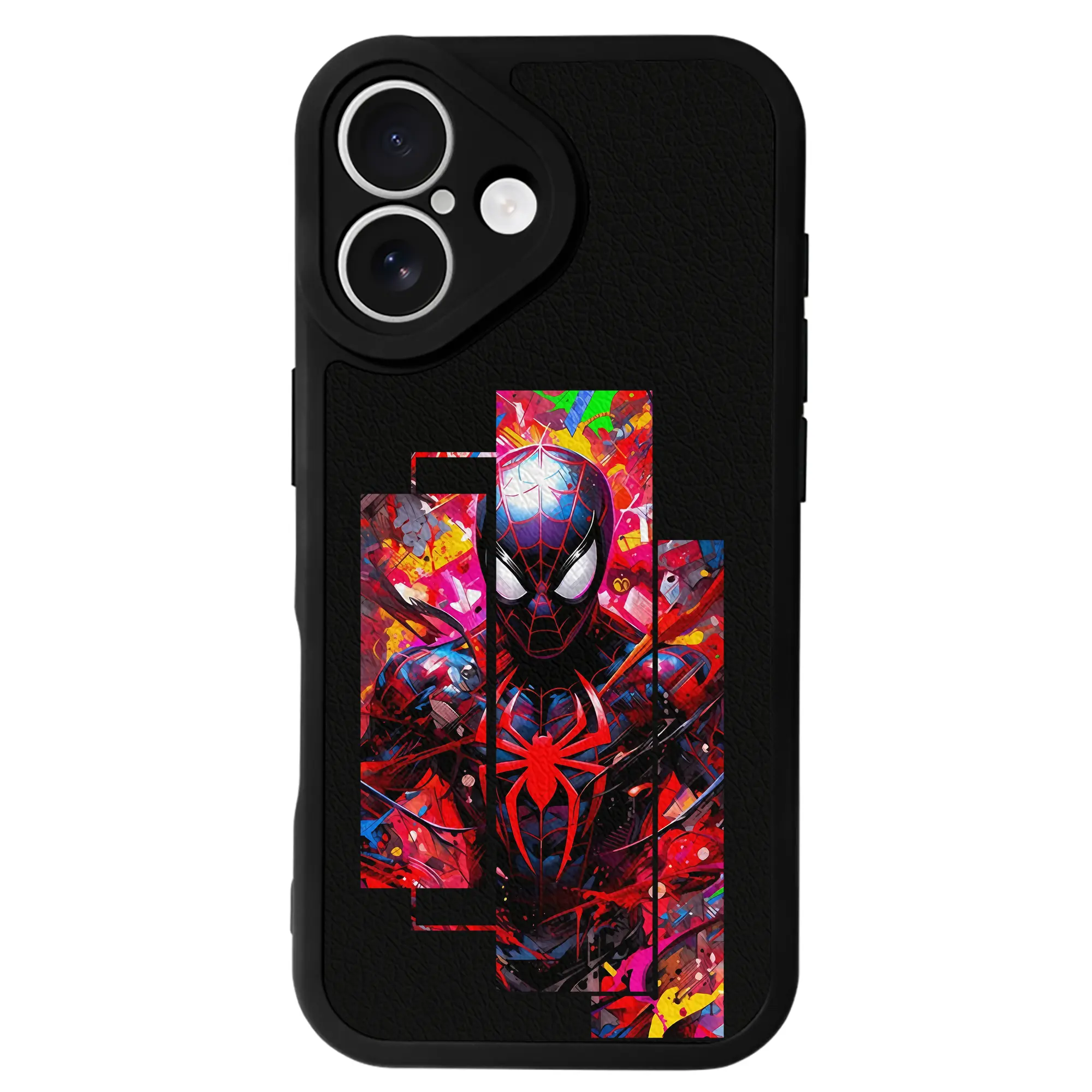 アベンジャーズ (Avenjāzu) グッズ スパイダーマン（Spider-Man） - IPhone 16シリーズ対応 ・ シリコンスマホケース ・ レザー調 ・ 高精度フィット ・ 耐衝撃 ・ ワイヤレス充電対応 ・ 精密カット